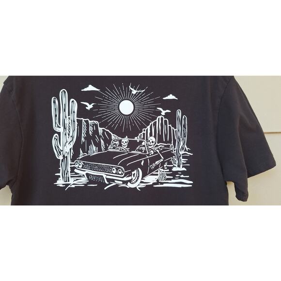 OG Organic Generation Skeletons Halloween CALIFORNIA Cropped Black Tee T shirt S - Picture 3 of 6